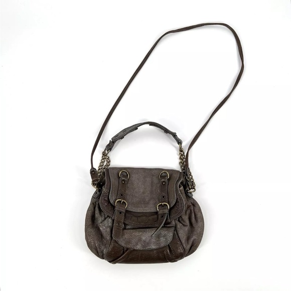 Abaco Paris Handbag Brown Leather Shimmer Soft Crossbody Strap Made in France - Picture 1 of 13